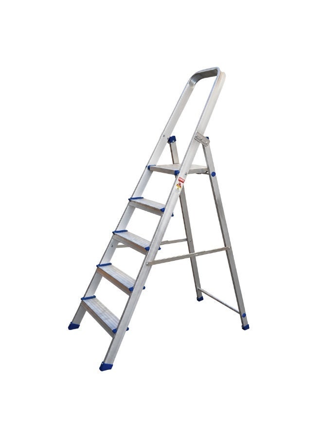 EMC Multi-Purpose Aluminium Folding Ladder for Home & Office – Non-Slip Steps & Safety Feet (5 Step Ladder) - Image 1