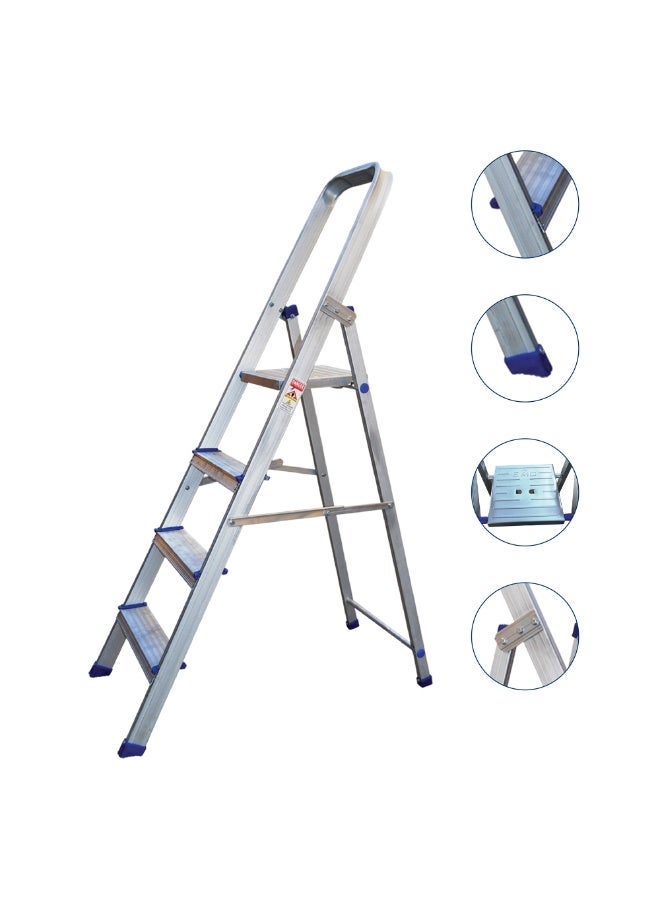EMC Multi-Purpose Aluminium Folding Ladder for Home & Office – Non-Slip Steps & Safety Feet (5 Step Ladder) - Image 2