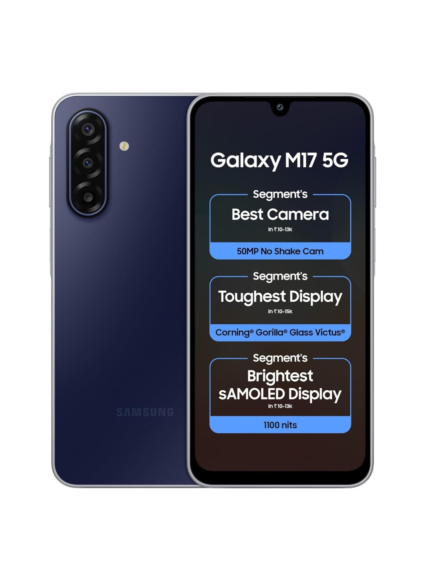 Samsung Galaxy M17 5G (Sapphire Black, 8GB RAM, 128GB Storage)| Circle to Search| Gemini Live| 50MP OIS Triple Camera| IP54 Rating| Gorilla Glass Victus| AI| 6 Gen of OS Upgrades| Without Charger
