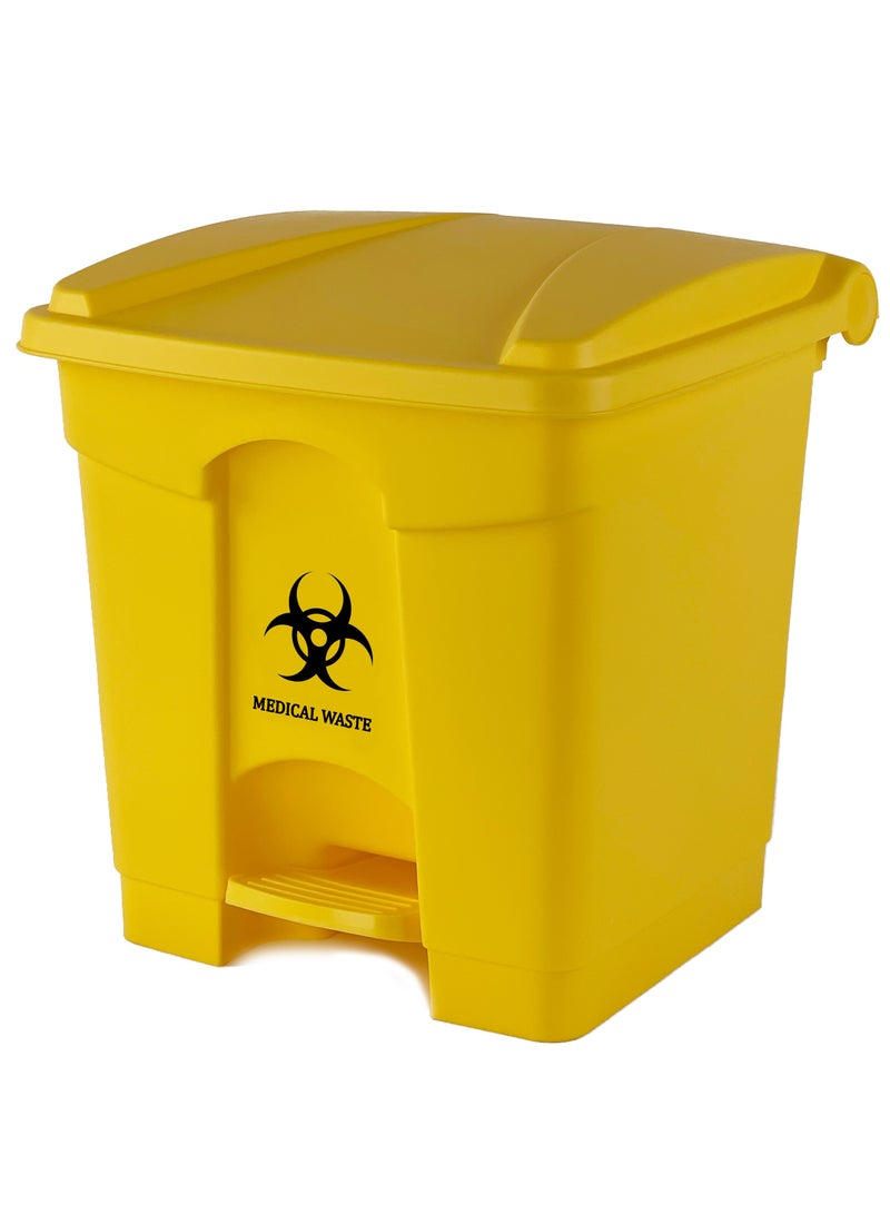 جاتور سلة قمامة جاتور بلاستيكية بفتحة بدواسة سعة 30 لتر، لون أصفر - Image 1