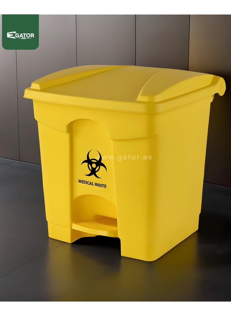 جاتور سلة قمامة جاتور بلاستيكية بفتحة بدواسة سعة 30 لتر، لون أصفر - Image 2