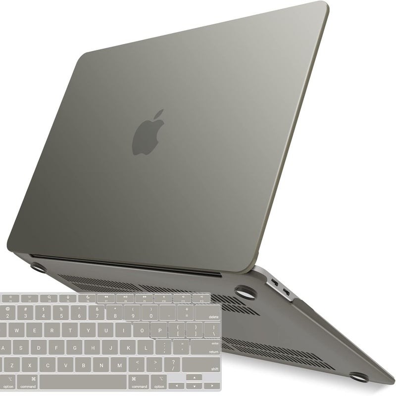 I Benzer Compatible with New MacBook Air 13 inch Case 2022 2021 2020 M1 A2337 A2179 A1932, Plastic Hard Shell Case with Keyboard Cover for Mac Retina Display with Touch ID, Gray, MMA-T13GY+1B - Image 1