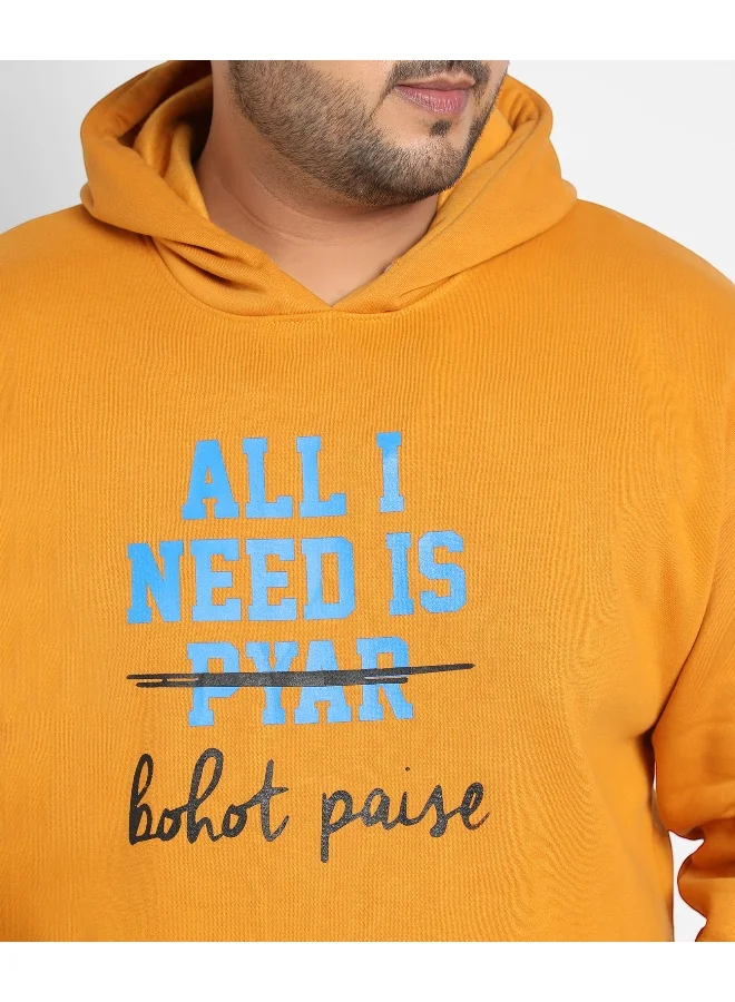 Instafab Plus Instafab Plus Men's Mustard Yellow All I Need Hoodie With Kangaroo Pocket