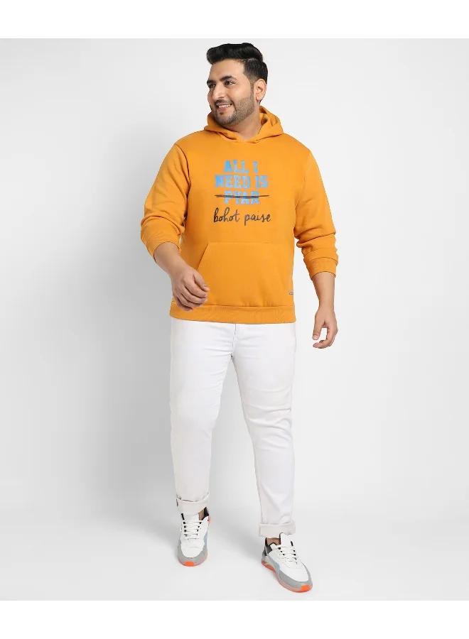 Instafab Plus Instafab Plus Men's Mustard Yellow All I Need Hoodie With Kangaroo Pocket