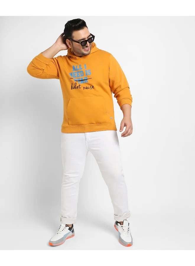 Instafab Plus Instafab Plus Men's Mustard Yellow All I Need Hoodie With Kangaroo Pocket
