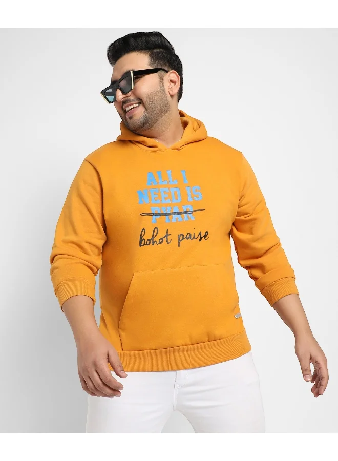 Instafab Plus Instafab Plus Men's Mustard Yellow All I Need Hoodie With Kangaroo Pocket