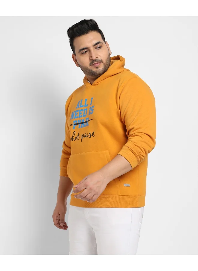 Instafab Plus Instafab Plus Men's Mustard Yellow All I Need Hoodie With Kangaroo Pocket