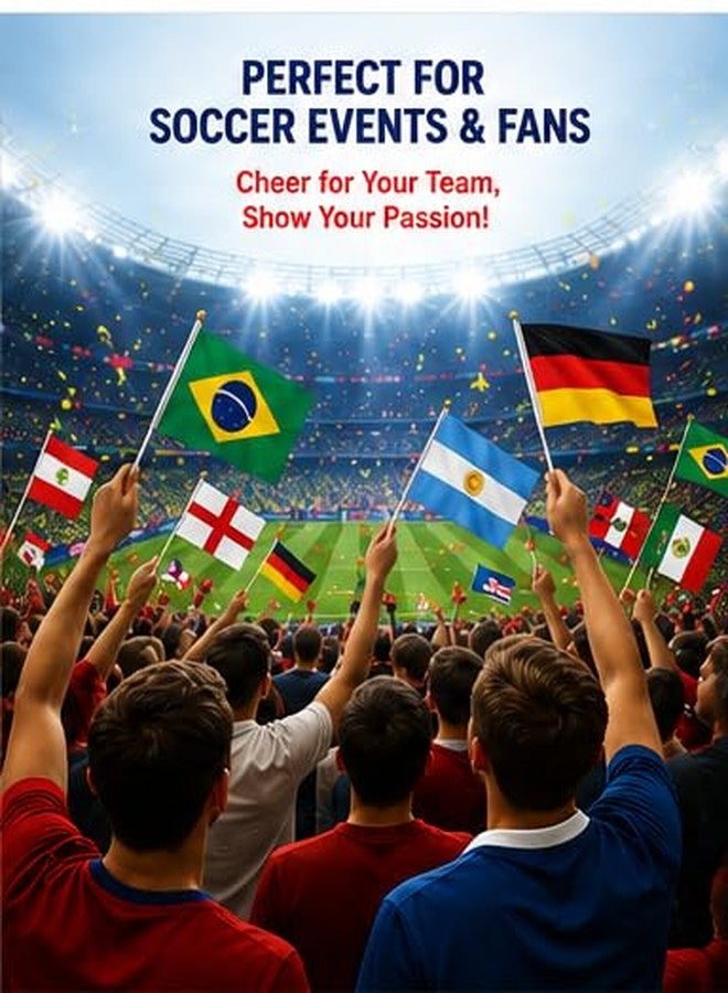 48 Pcs 2026 World Soccer Event Handheld Flags, Soccer Tournament 48 Countries Stick Flags, Premium Mini Hand Waving Flags for Party Bar Club Sports Events, International Festival and Garden Decorations - Image 4