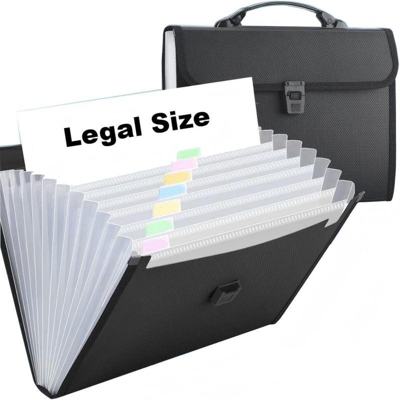 Foolscap Size Expanding File Organizer 12 Compartments Waterproof Plastic Accordion Document Folder - Portable Travel Office Supplies for School Home Business - Image 1