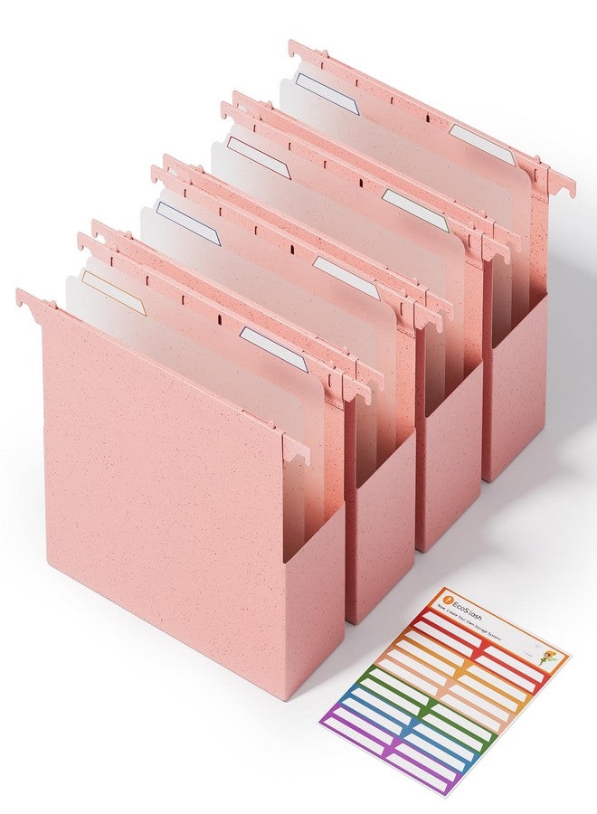 EcoStash Wheat Straw Extra Capacity Plastic Hanging File Folders, Reinforced Expanding Hang Folder Letter Size, Accordian Pocket, Heavy Duty, Hanging Folder Organizer for Office Home - 4 Pack - Image 1