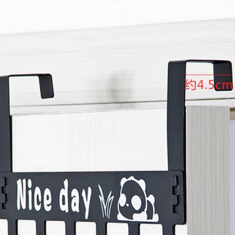 Over Door Hook Hanger Panda Removable Storage Rack 6 Hooks Holder Home Organizer for Coat Towel Bag Kid Room Metal Robe Kitchen (Black) - Image 2