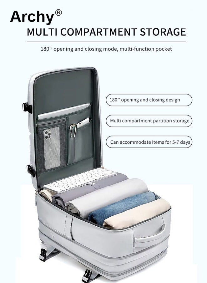 Archy High Capacity Business Travel Backpack with Smart Storage for Short Trips Expandable Luggage Bag Dry and Wet Separation Scientific Storage Business Computer Bag Simple Solid Color Design Independent Shoe Storage - Image 3