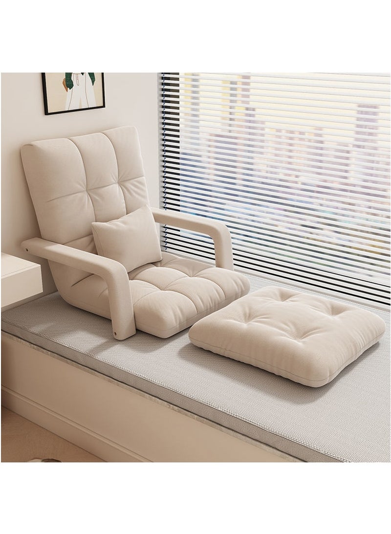 TAPIT Adjustable Floor Sofa Chair with Armrest, Single Sofa Chair for Living Room Bedroom Bay Window, Office Nap Folding Sofa Bed, Foldable Floor Lounge Chair for Gaming Reading (Beige) ﻿ - Image 1