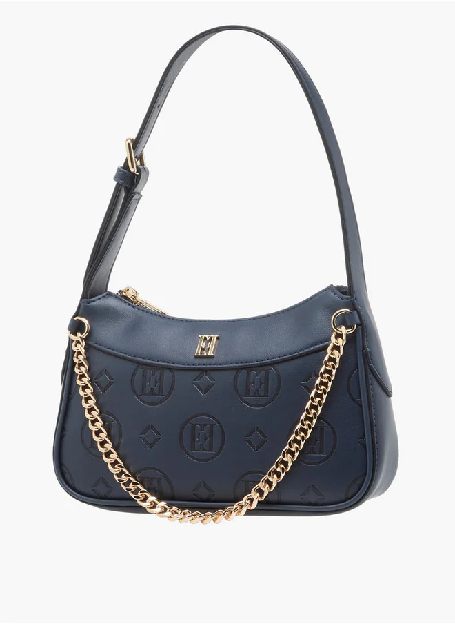 ايل Women's Monogram Embossed Shoulder Bag with Zip Closure