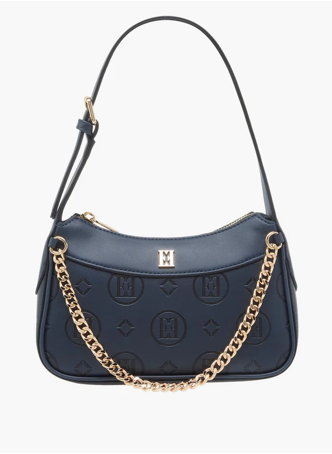 ايل Women's Monogram Embossed Shoulder Bag with Zip Closure