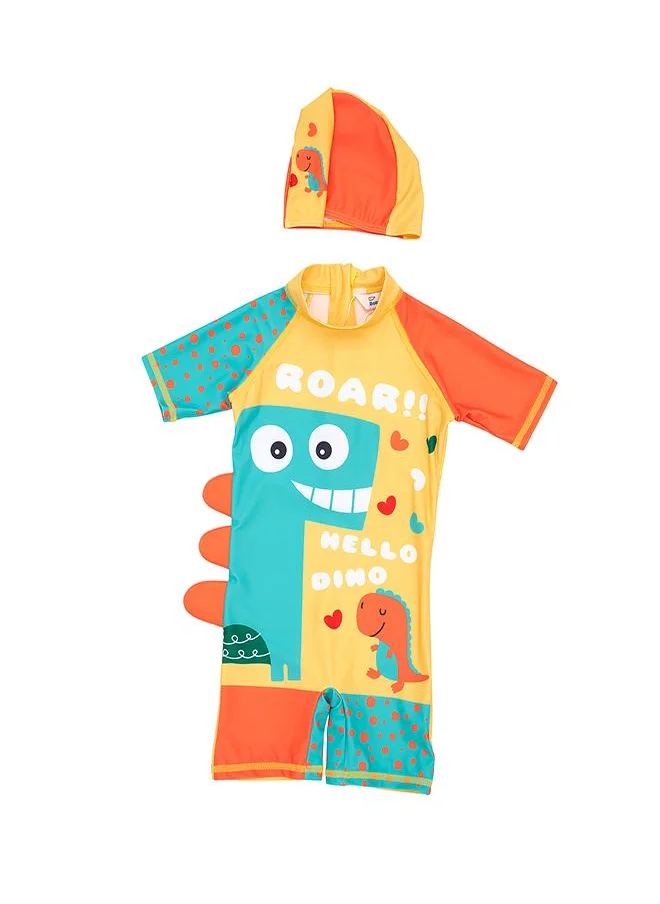 babyqlo Hello Dino 2 Pc Boys Swimsuit Set for Summer