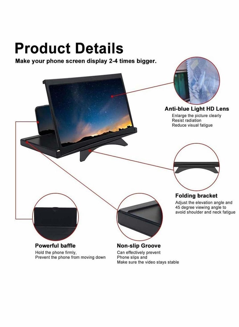 Y&D 12-Inch 3D Screen Magnifier, Mobile Phone Compatible With All Smart Phones, Foldable Holder For Movies, Videos And Games - Image 5