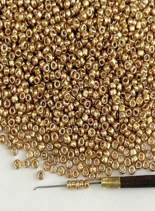 HUSKY QUALITY OUR PRIORITY خرز بذور هاسكي أو خرز سكر نجمي للتطريز لأعمال ماغام/آري، لون ذهبي باهت (100 غرام) - Image 1