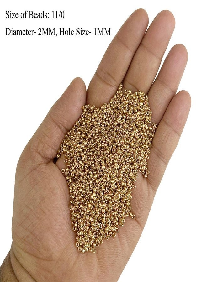 HUSKY QUALITY OUR PRIORITY خرز بذور هاسكي أو خرز سكر نجمي للتطريز لأعمال ماغام/آري، لون ذهبي باهت (100 غرام) - Image 2