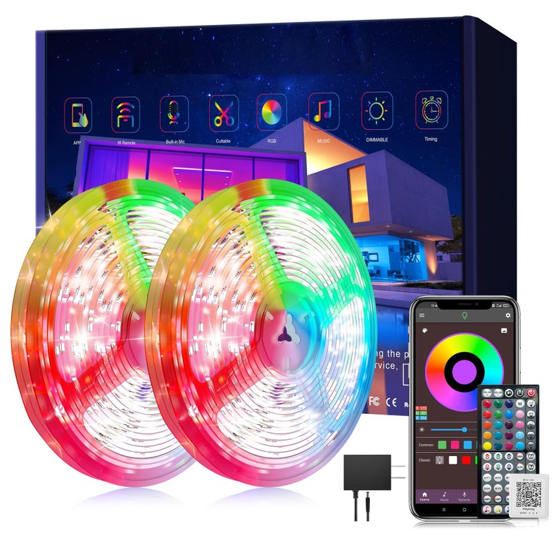 Ledagic Led Lights for Bedroom 250ft (2 Rolls of 125ft) Color Changing RGB Led Strip Lights with 60 Keys Remote and App Control, Music Sync Led Lights for Room Kitchen Party Home Decor - Image 1