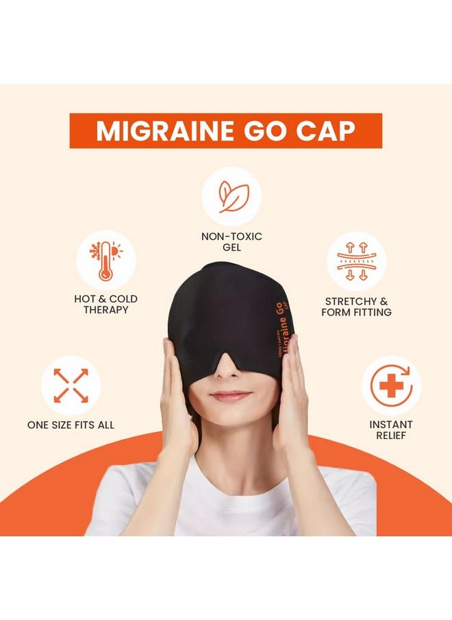 Herb Tantra - Migraine Go Relief Cap | Soothing Headache Hat Ice Pack Mask | Face Cold Compress Cooling Gel Head Wrap | Products For Tension, Stress & Hangover - Image 1