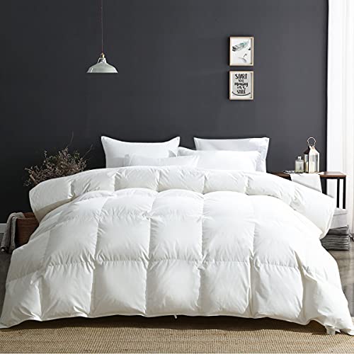 APSMILE Fluffy Heavyweight Down Feather Fibers Comforter King Size Thick Duvet Insert for Winter ClimatesCold Sleepers Ultra Soft 100 Organic Cotton Cover Luxury Duvet InsertWhite 106x90