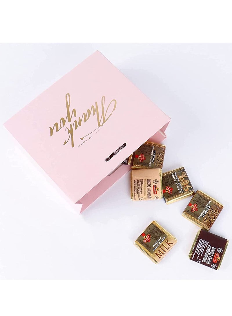 SYOSI حقائب هدايا مع شريط فيونكة وردي صغير لصالح حقيبة شكرًا لك أكياس هدايا ورقية لعيد الميلاد وحفلات الزفاف وحفلات الزفاف وحفلات الزفاف وحفلات الزفاف باللون الوردي 24 قطعة - Image 2