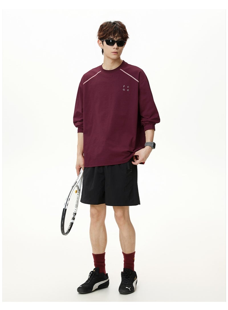 NIBEMINENT Men's Raglan Sleeve Performance Tee Breathable Moisture-Wicking Activewear  Contrast Stitch Loose Fit Long Sleeve - Image 4