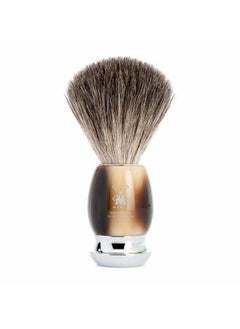 M MÜHLE VIVO Brown Horn Pure Badger Shaving Brush - Luxury Shave Brush for Men, Rich Lather 