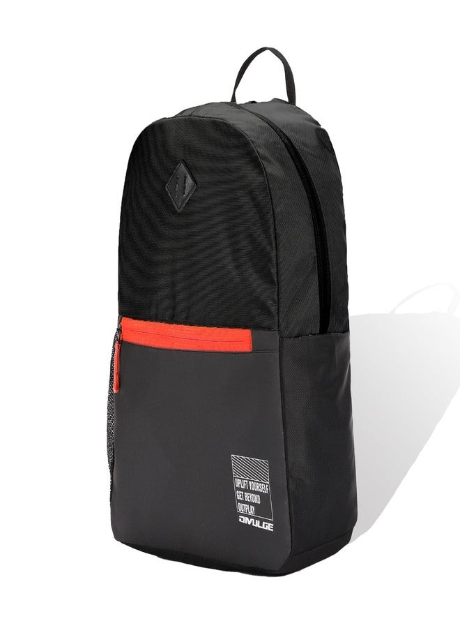 DIVULGE Coral 24 Liters Large Black Casual Backpack with Laptop sleeve, Front Pocket and Water Bottle Pouch (Black) - Image 2