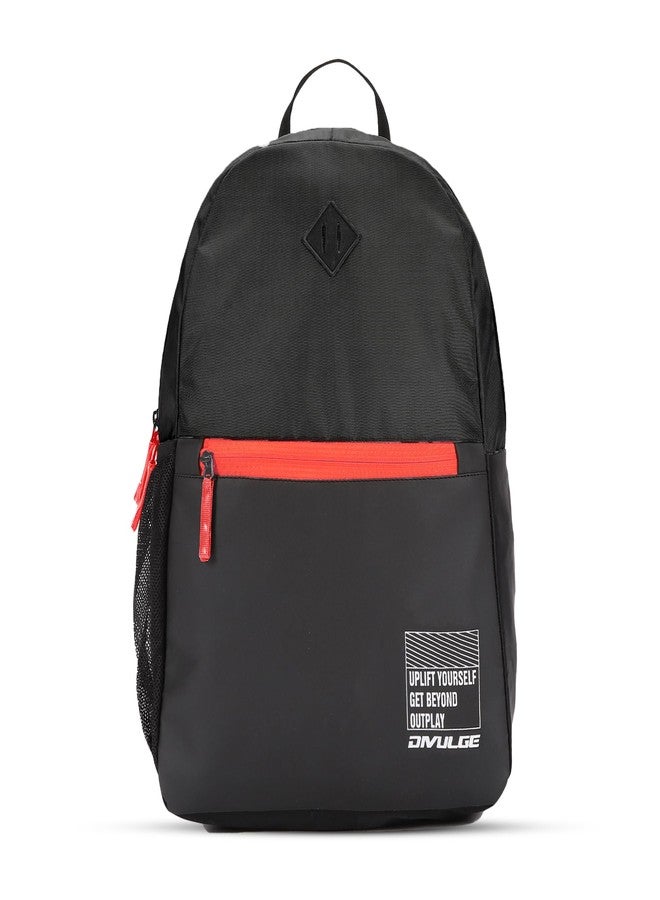 DIVULGE Coral 24 Liters Large Black Casual Backpack with Laptop sleeve, Front Pocket and Water Bottle Pouch (Black) - Image 1