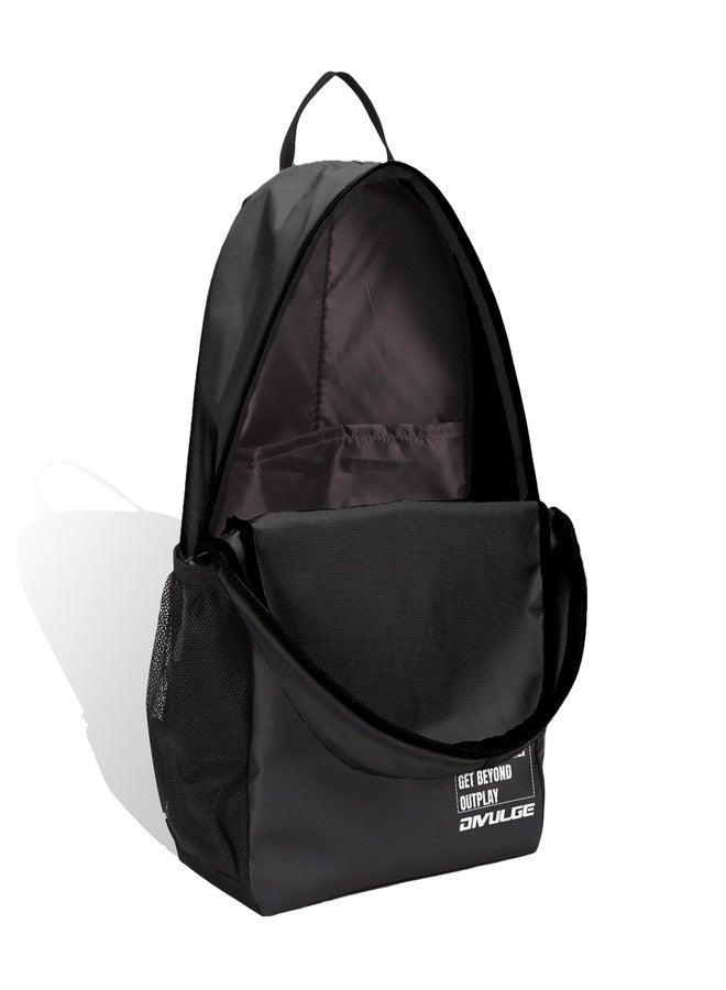 DIVULGE Coral 24 Liters Large Black Casual Backpack with Laptop sleeve, Front Pocket and Water Bottle Pouch (Black) - Image 3