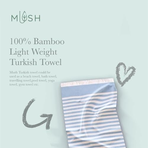 Mush Bamboo Turkish Towel | 100% Bamboo |Ultra Soft, Absorbent & Quick Dry Towel for Bath, Beach, Pool, Travel, Spa and Yoga | 29 x 59 Inches (Muted Blue) - Image 3