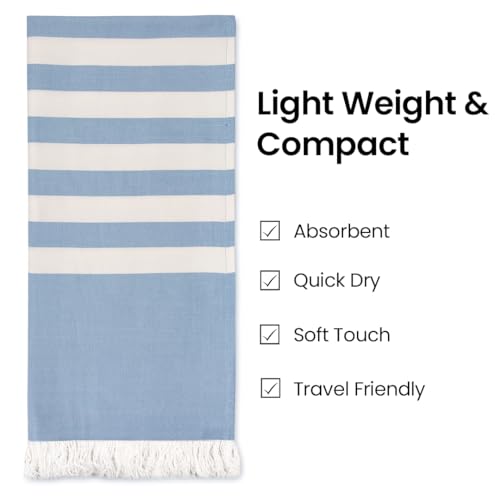 Mush Bamboo Turkish Towel | 100% Bamboo |Ultra Soft, Absorbent & Quick Dry Towel for Bath, Beach, Pool, Travel, Spa and Yoga | 29 x 59 Inches (Muted Blue) - Image 4