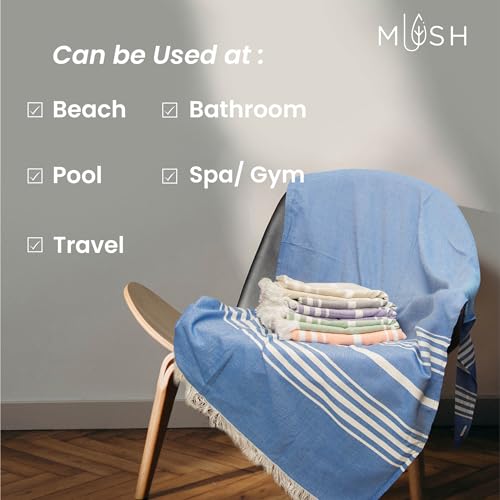 Mush Bamboo Turkish Towel | 100% Bamboo |Ultra Soft, Absorbent & Quick Dry Towel for Bath, Beach, Pool, Travel, Spa and Yoga | 29 x 59 Inches (Muted Blue) - Image 5