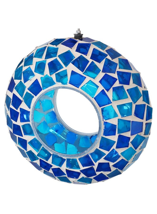 Sunnydaze 6-Inch Round Decorative Fly-Through Hanging Bird Feeder - Blue Mosaic - Image 2