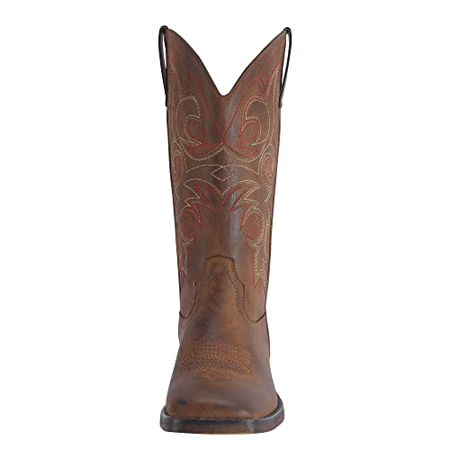 SheSole Women's Fashion Western Cowgirl Cowboy Boots Wide Square Toe Mid Calf Brown US Size 7 - Image 2