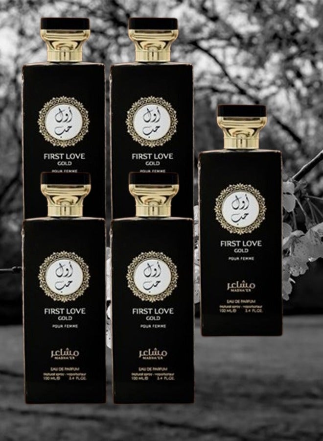لوف 5 قطع عطر أول حب جولد مشاعر  100 مل - Image 1