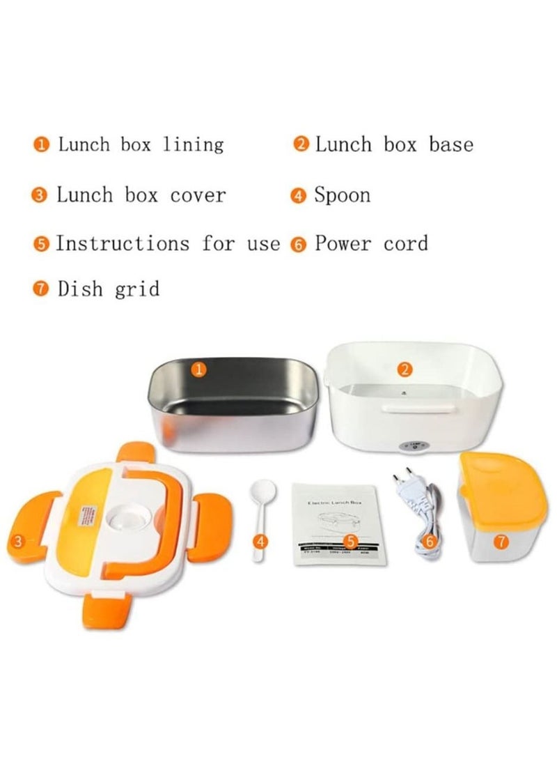 Electric Lunch Box Food Heater,12V&110V&220V 2-in-1 Portable Food Warmer Lunch Box for Car and Home, 304 Stainless Steel Containers Spoon 1.5L,12V+110V  - Image 4