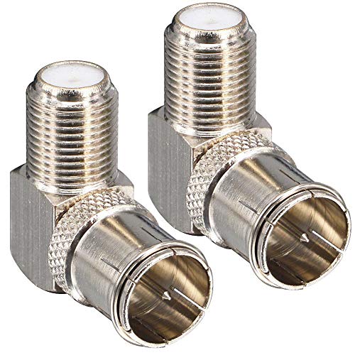 onelinkmore F Male to Female Right Angle Coax connectors Type F Adapters Push on Coaxial Quick Connect RG6 Connectors for Wall Mounted TV,Wall Plate, Cabinet, RV TV and Coaxial Cable Connection Pack of 2 - Image 1