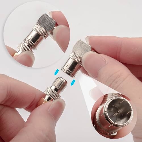 onelinkmore F Male to Female Right Angle Coax connectors Type F Adapters Push on Coaxial Quick Connect RG6 Connectors for Wall Mounted TV,Wall Plate, Cabinet, RV TV and Coaxial Cable Connection Pack of 2 - Image 5