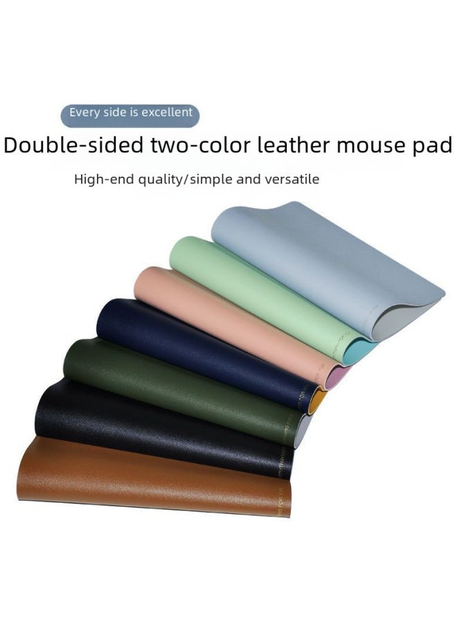 Solid Color Simple Big Mouse Pad Computer Desk Mat Waterproof Leather Mat Pattern Logo Gift Advertising Mouse Pad Customization-Color:90*45cm-Pattern:Pink + Silver (double-sided)