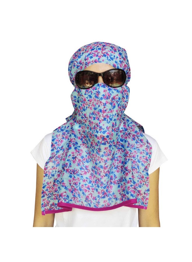 Switchon Export quality Cotton Multi color scarf cum Hijab for 12 yrs and above -size adjustable (Blue Multi) - Image 1