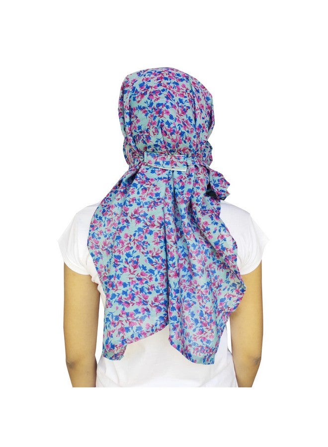 Switchon Export quality Cotton Multi color scarf cum Hijab for 12 yrs and above -size adjustable (Blue Multi) - Image 4