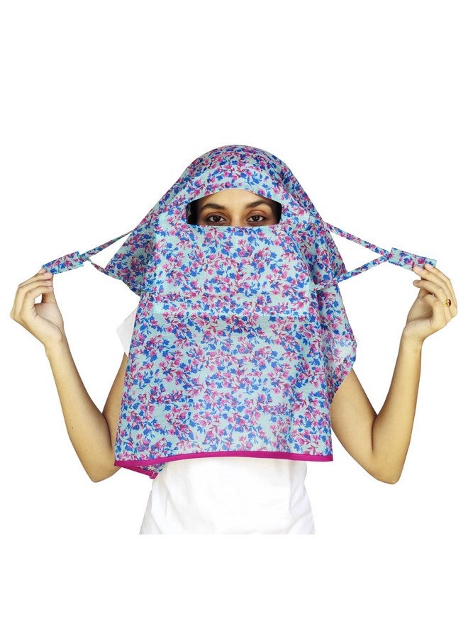 Switchon Export quality Cotton Multi color scarf cum Hijab for 12 yrs and above -size adjustable (Blue Multi) - Image 2