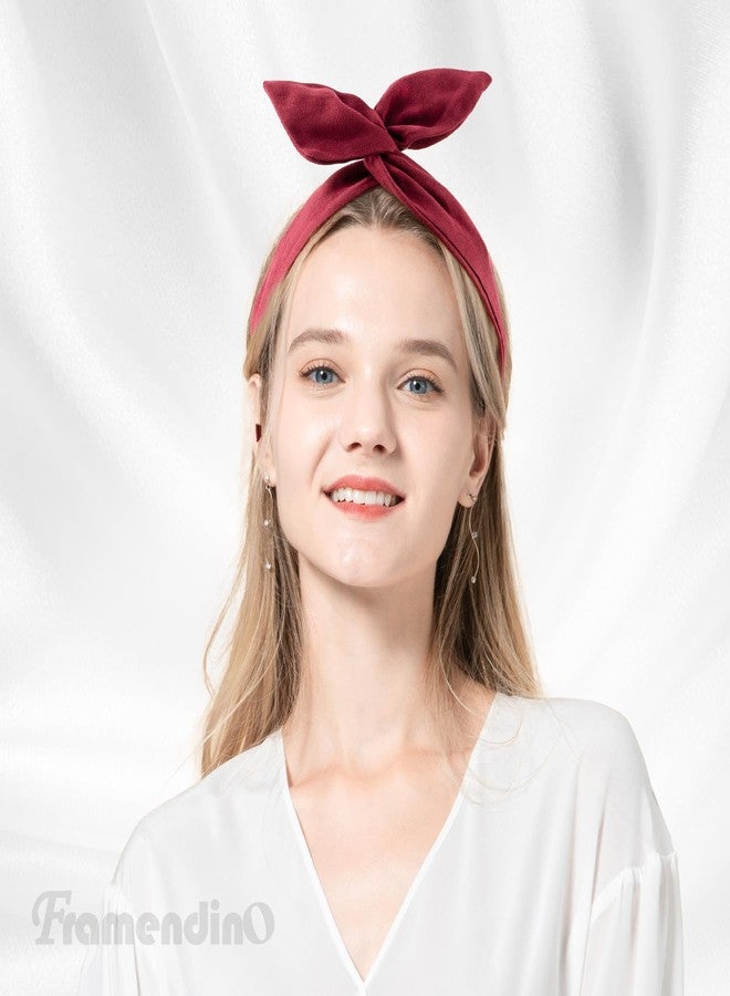 Framendino, 9 Pack Solid Colors Wire Headbands Rabbit Ear Bow Headband Twist Wired Hairbands Bowknot Head Wrap Hair Accessories for Women Girls - Image 3