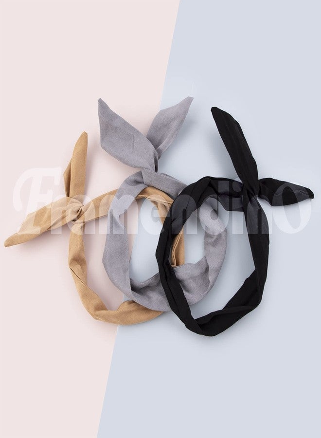 Framendino, 9 Pack Solid Colors Wire Headbands Rabbit Ear Bow Headband Twist Wired Hairbands Bowknot Head Wrap Hair Accessories for Women Girls - Image 5