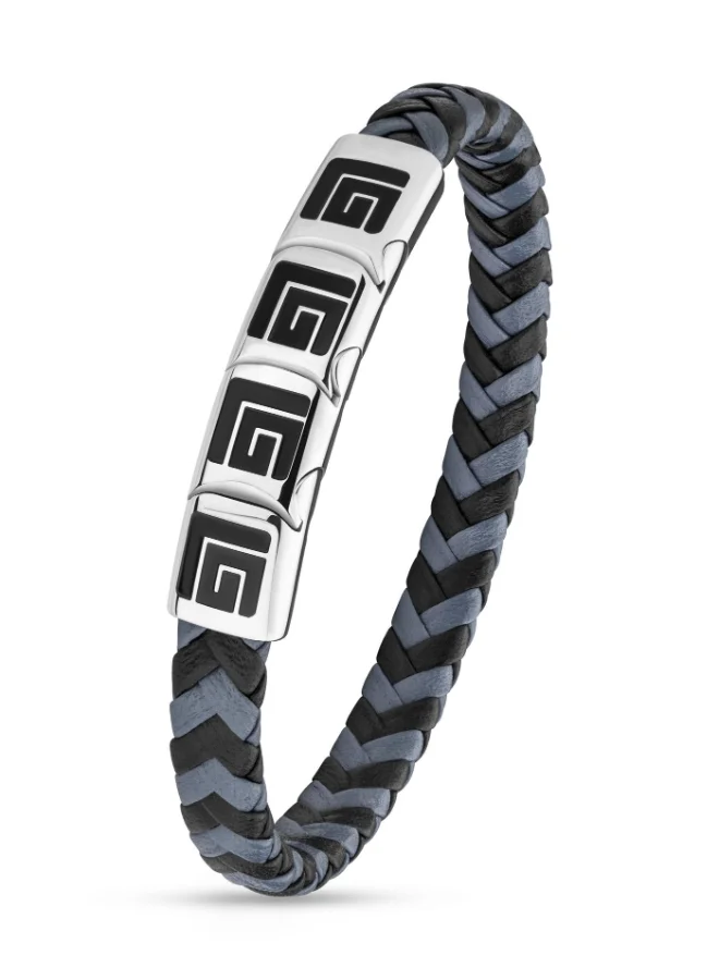 Guy Laroche Adam Black and Grey Braided Bracelet for Men