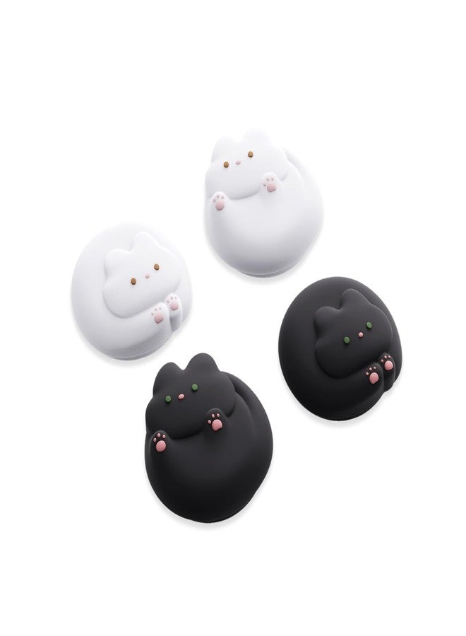 GeekShare Joystick Caps Compatible with Switch 2 - Anti-Slip Thumb Grip Caps - Silicone Analog Cover Thumbstick Grips for Switch 2025, Black & White Kittens - Image 1