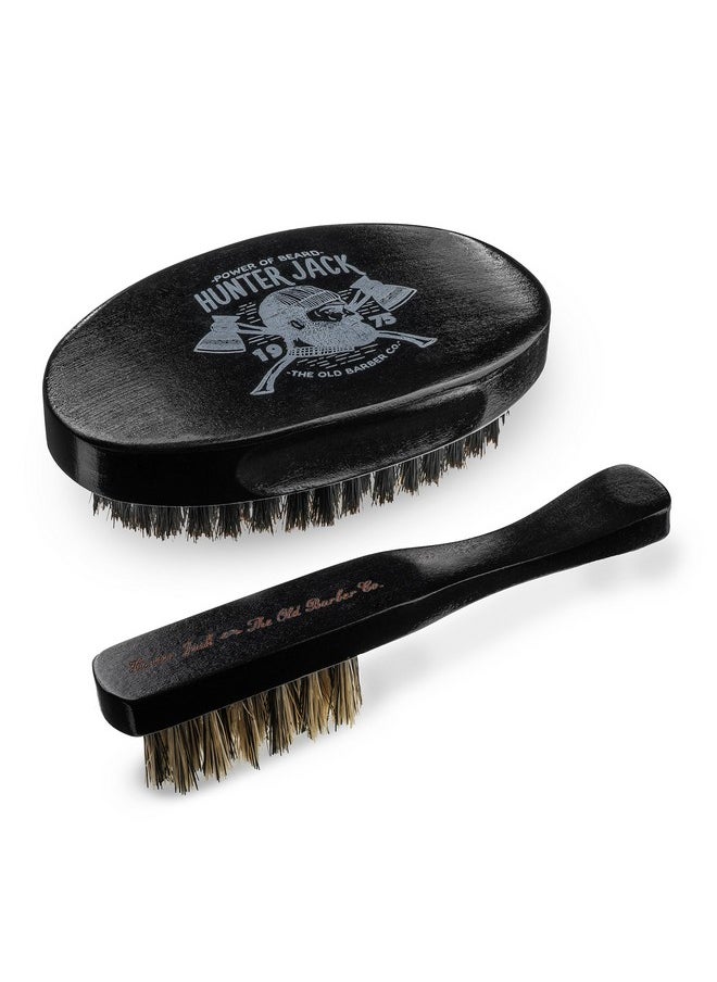 Hunter Jack - Beard Brush For Men Natural Boar Bristle Beard Brush Men'S Beard Brush Kit Small Soft Mustache Brush Perfect For Beard Grooming Styling & Cleaning Premium Brush Set By Hunter Jack 2Pcs - Image 1